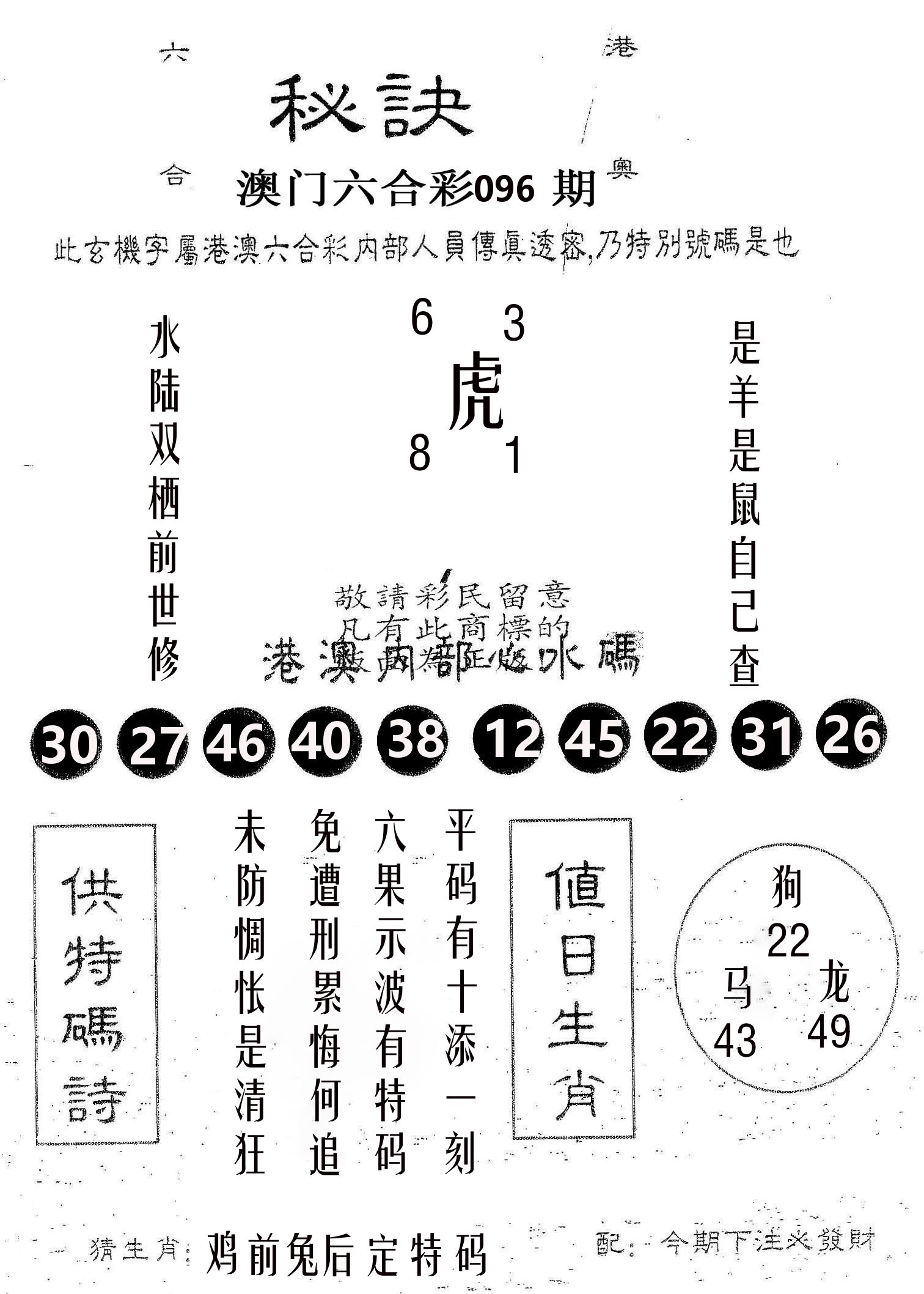 秘决 第96期