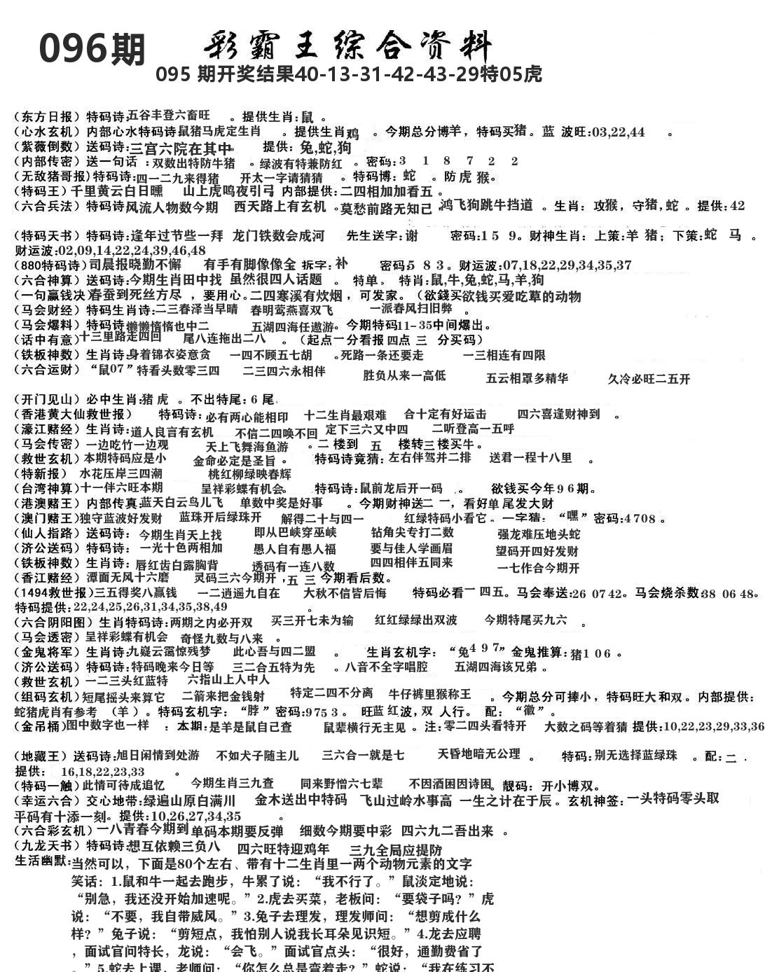 澳门综合资料 第96期