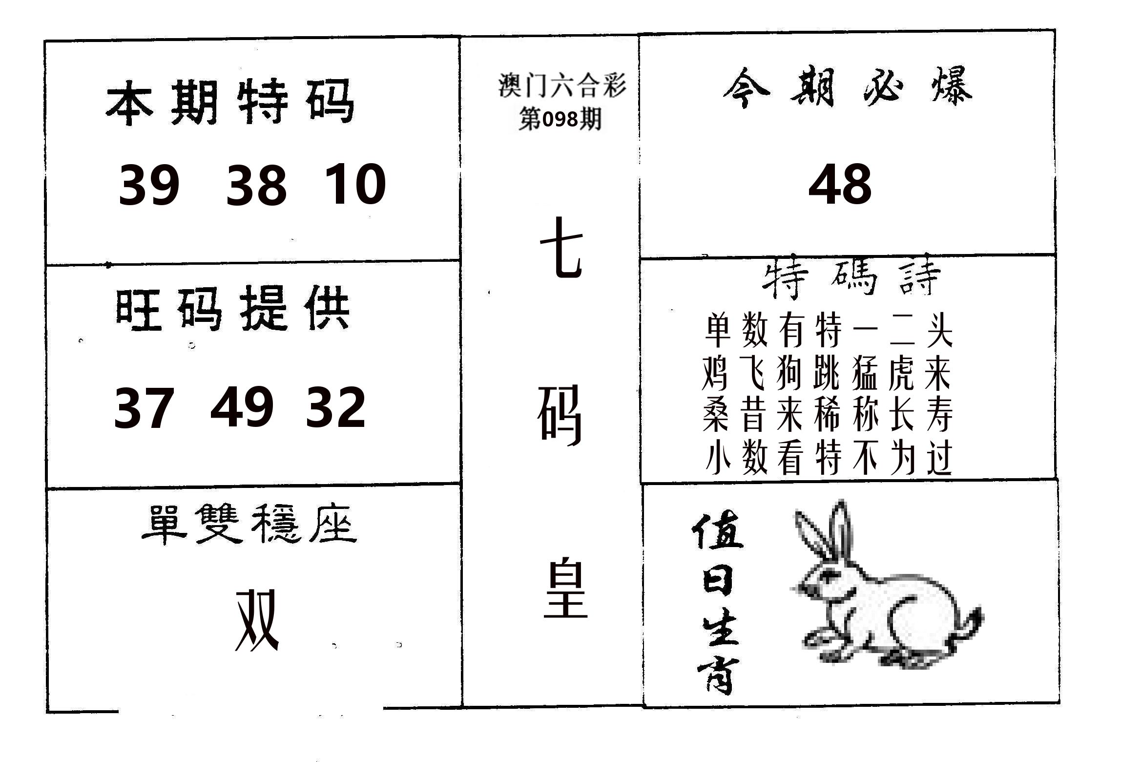 七码皇 第98期