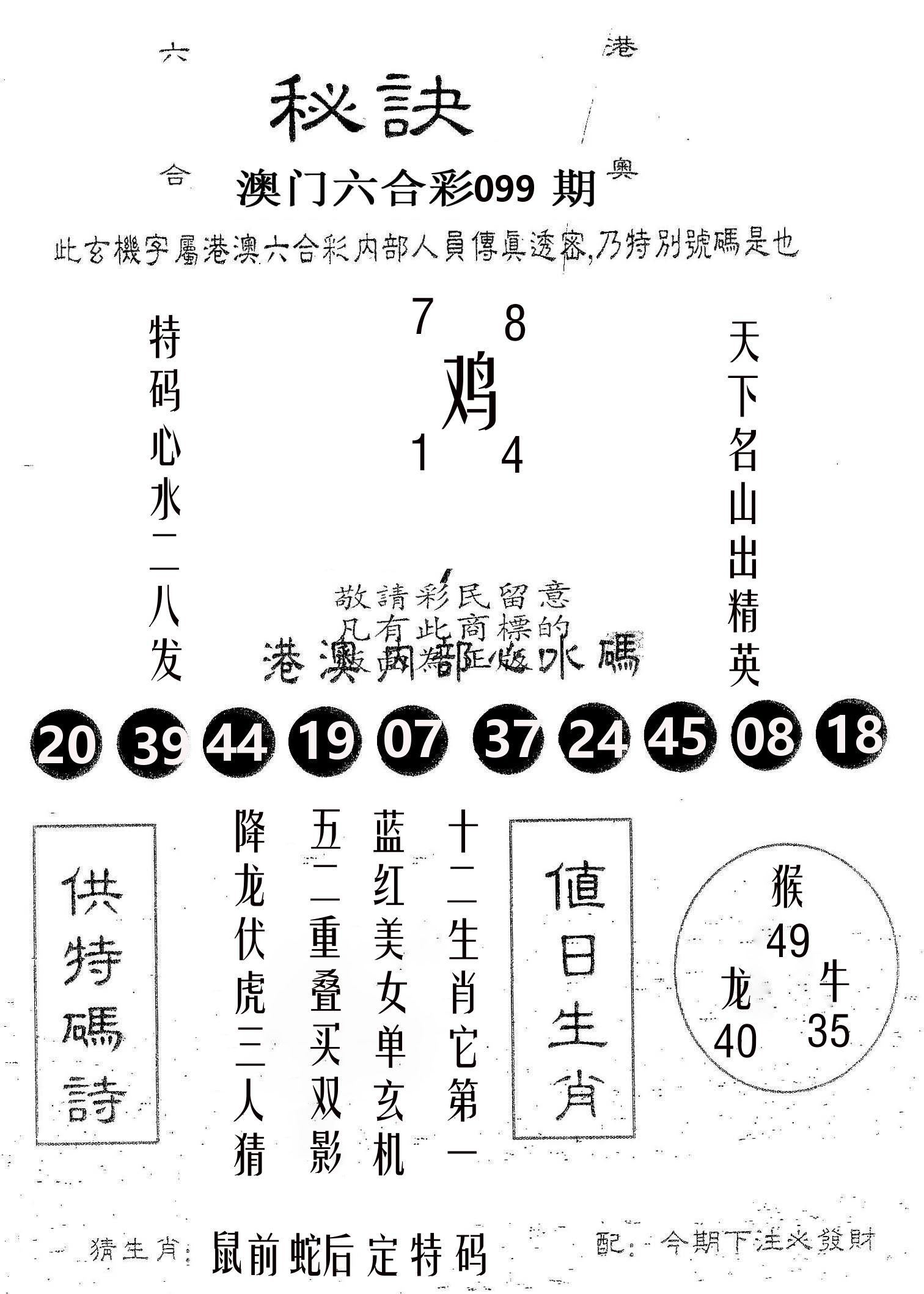 秘决 第99期
