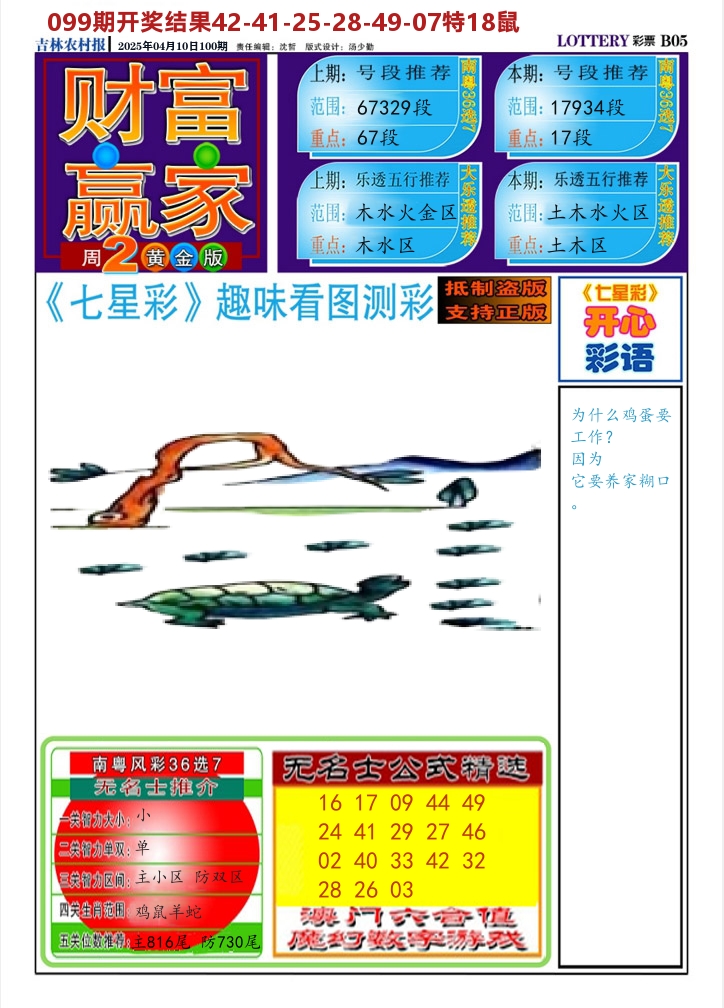 七星彩图A 第100期