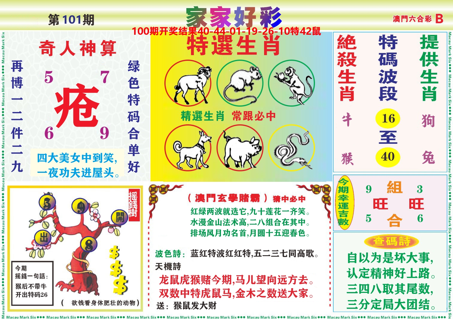 家家好彩B 第101期