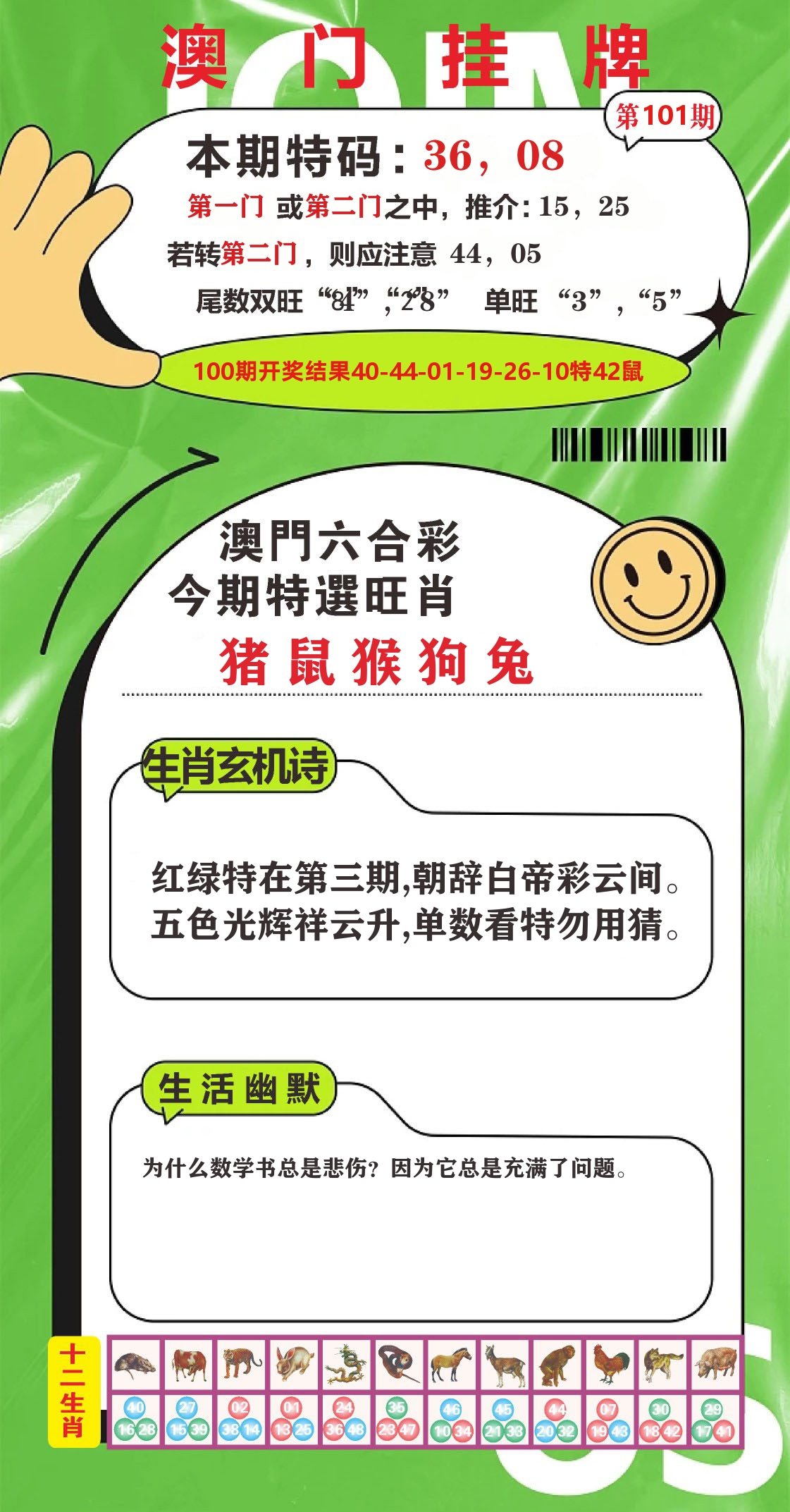 澳门赢天下B 第101期