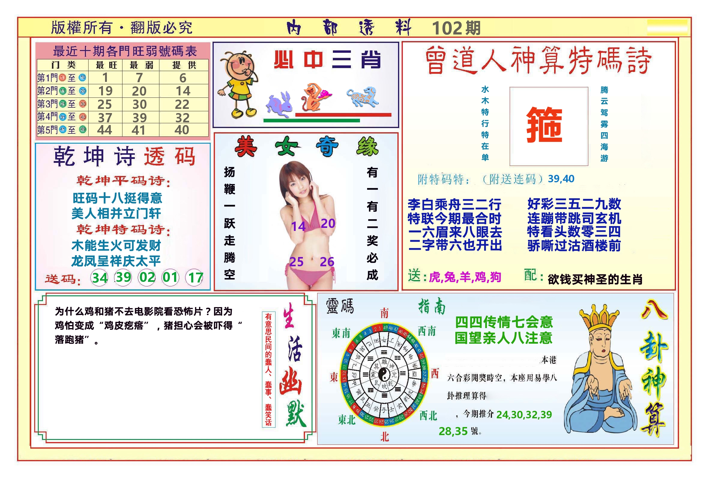 澳门内部透料B 第102期