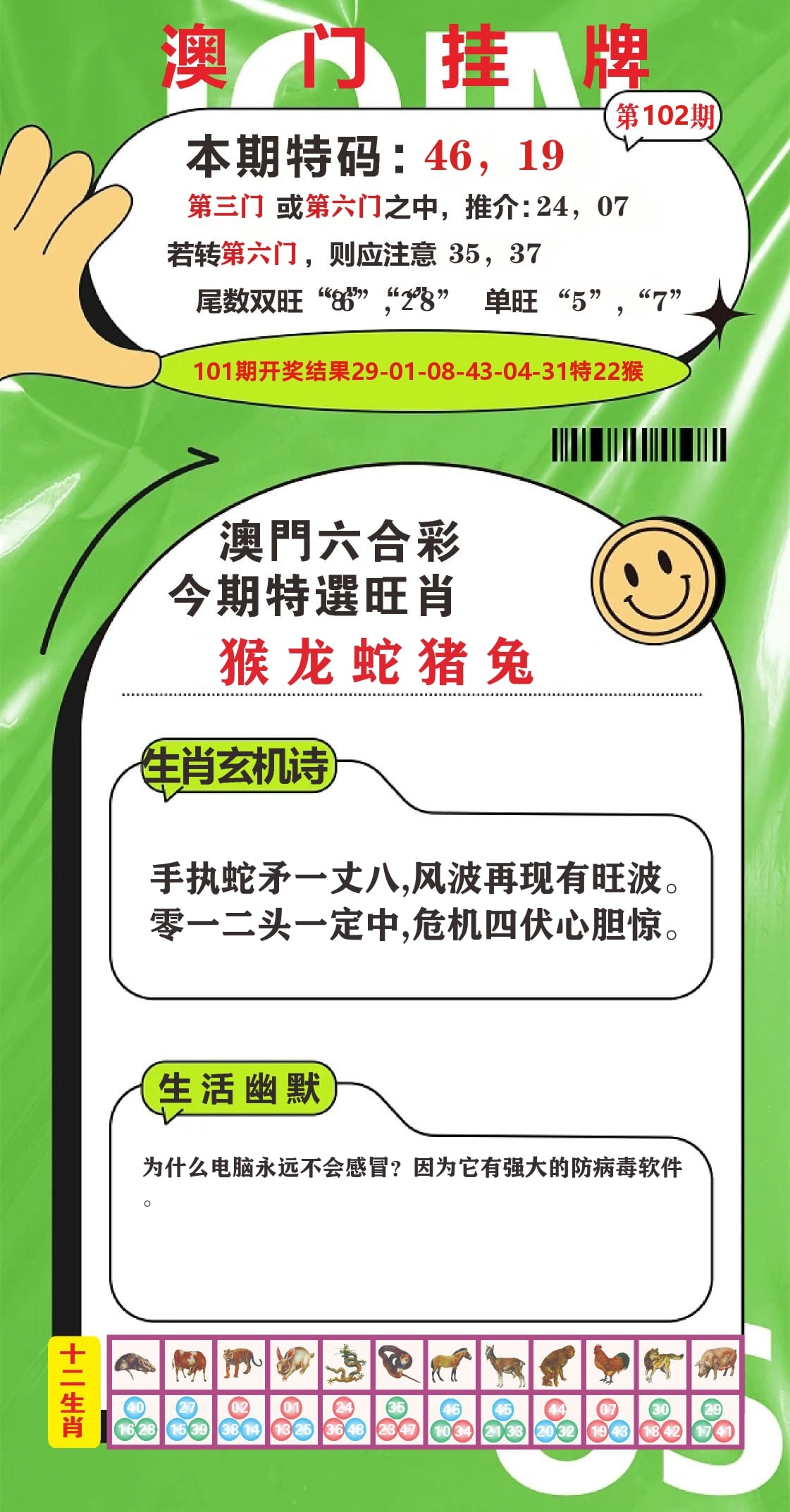 澳门赢天下B 第102期