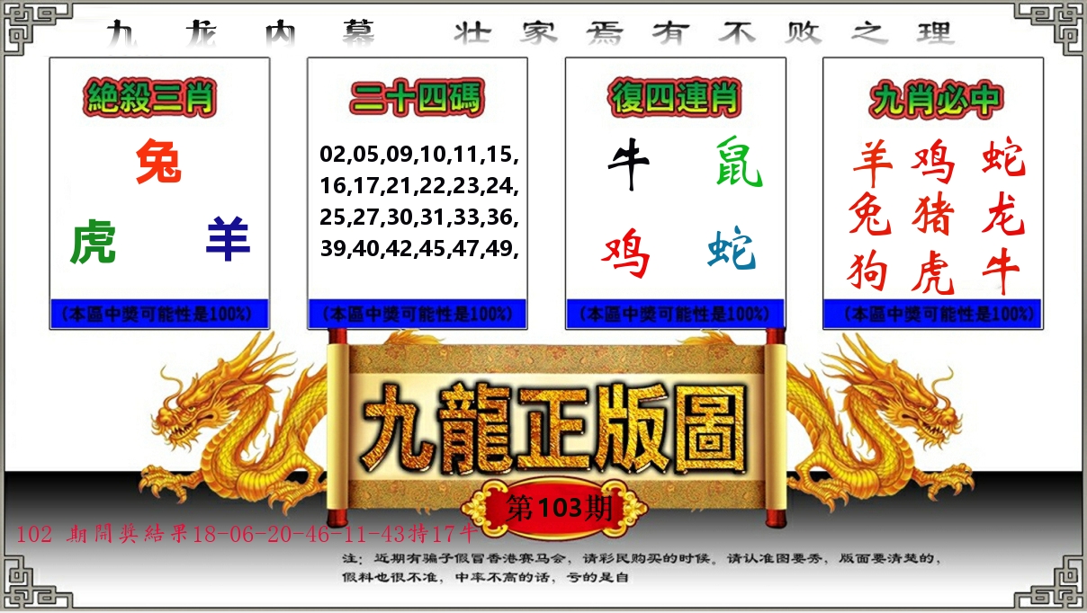 九龙正版图 第103期