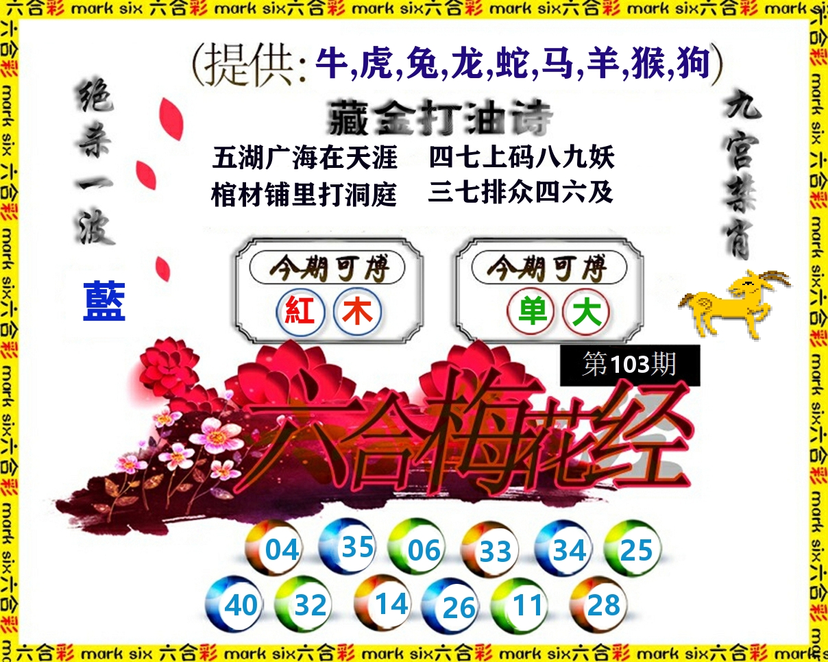 六合梅花经 第103期