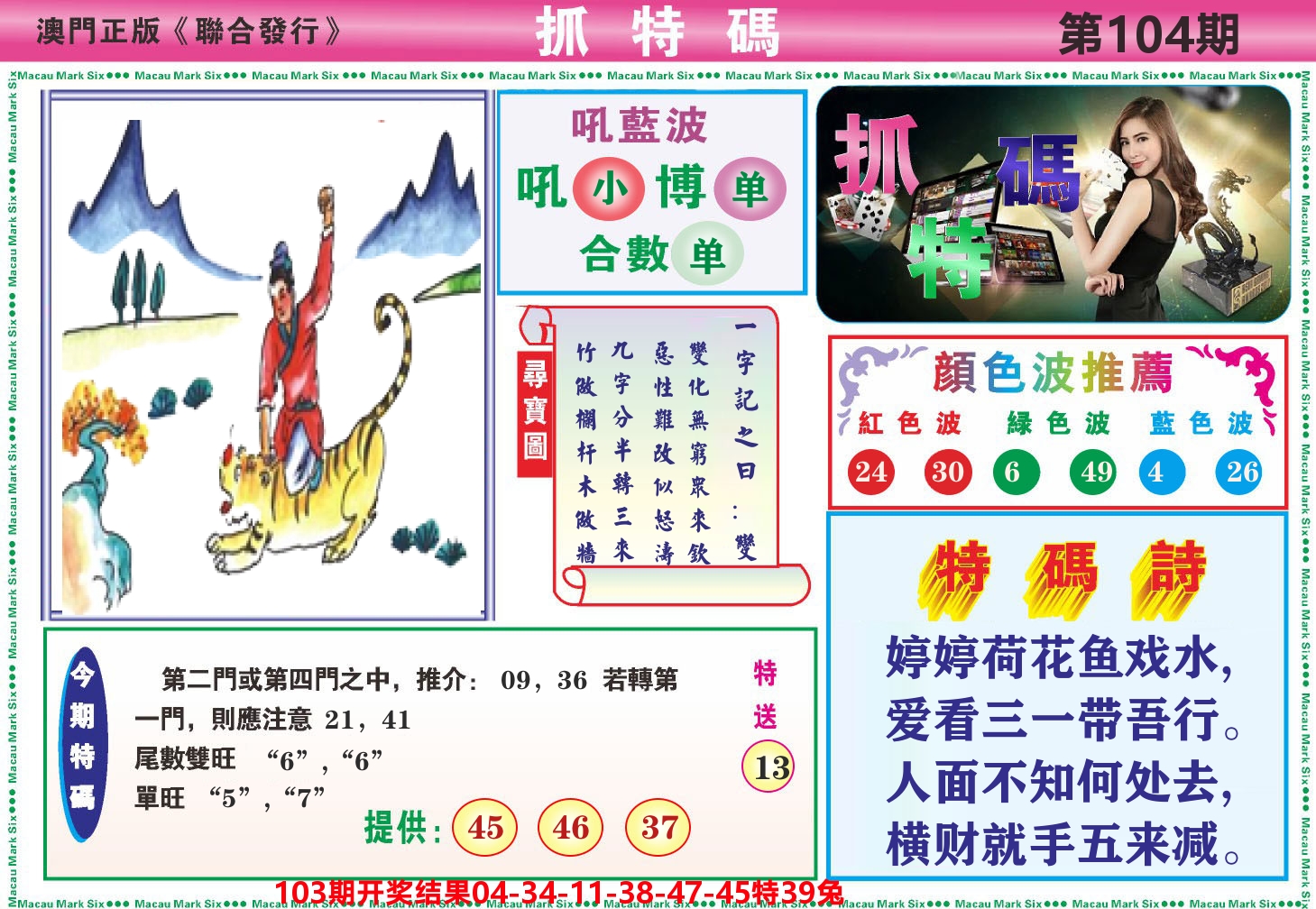 澳门抓特码A 第104期