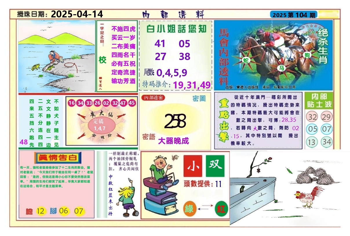 澳门内部透料A 第104期