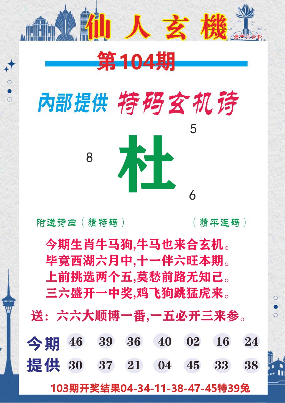 澳门钱多多D 第104期