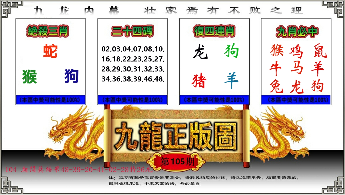 九龙正版图 第105期