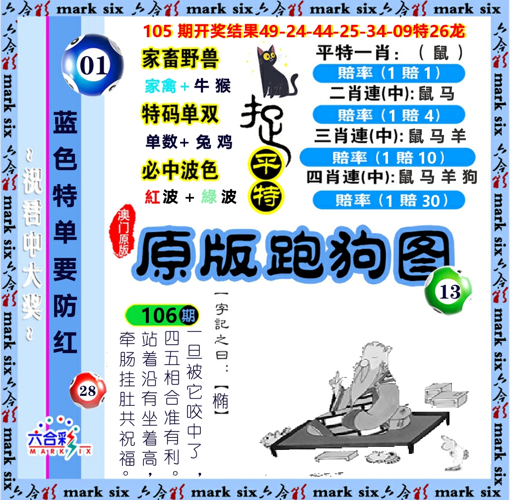 原版跑狗图 第106期
