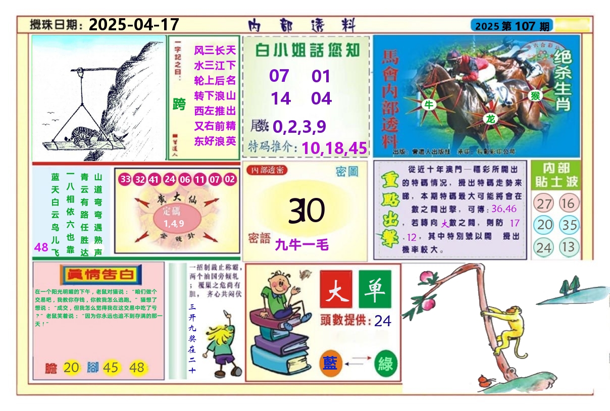 澳门内部透料A 第107期