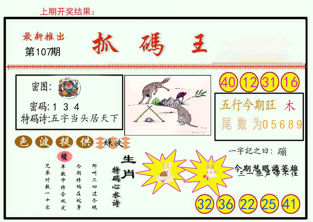 最新抓码王 第107期