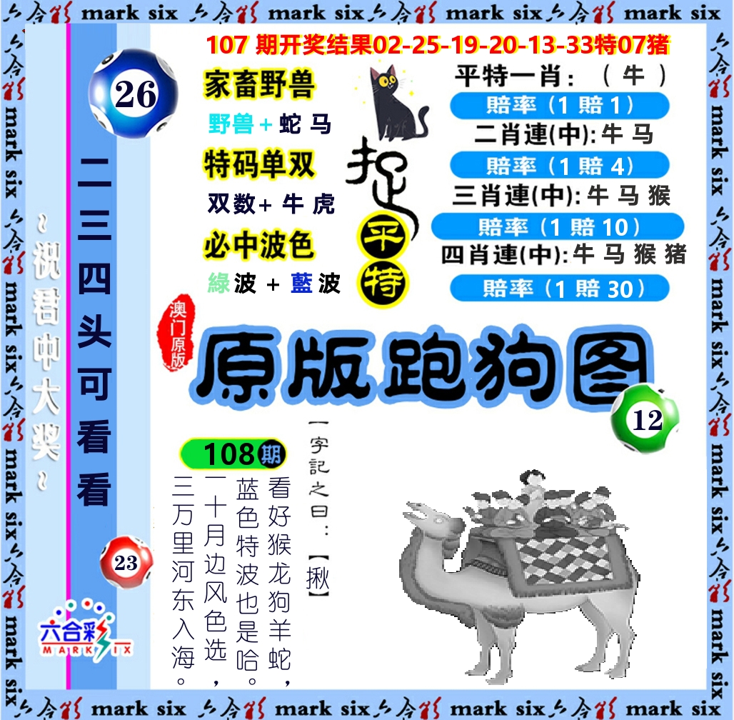 原版跑狗图 第108期