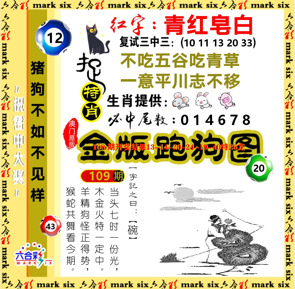 金版跑狗图 第109期