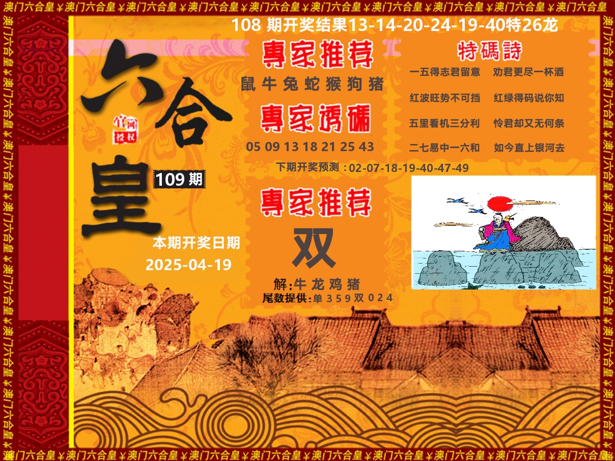 六合皇系列 第109期