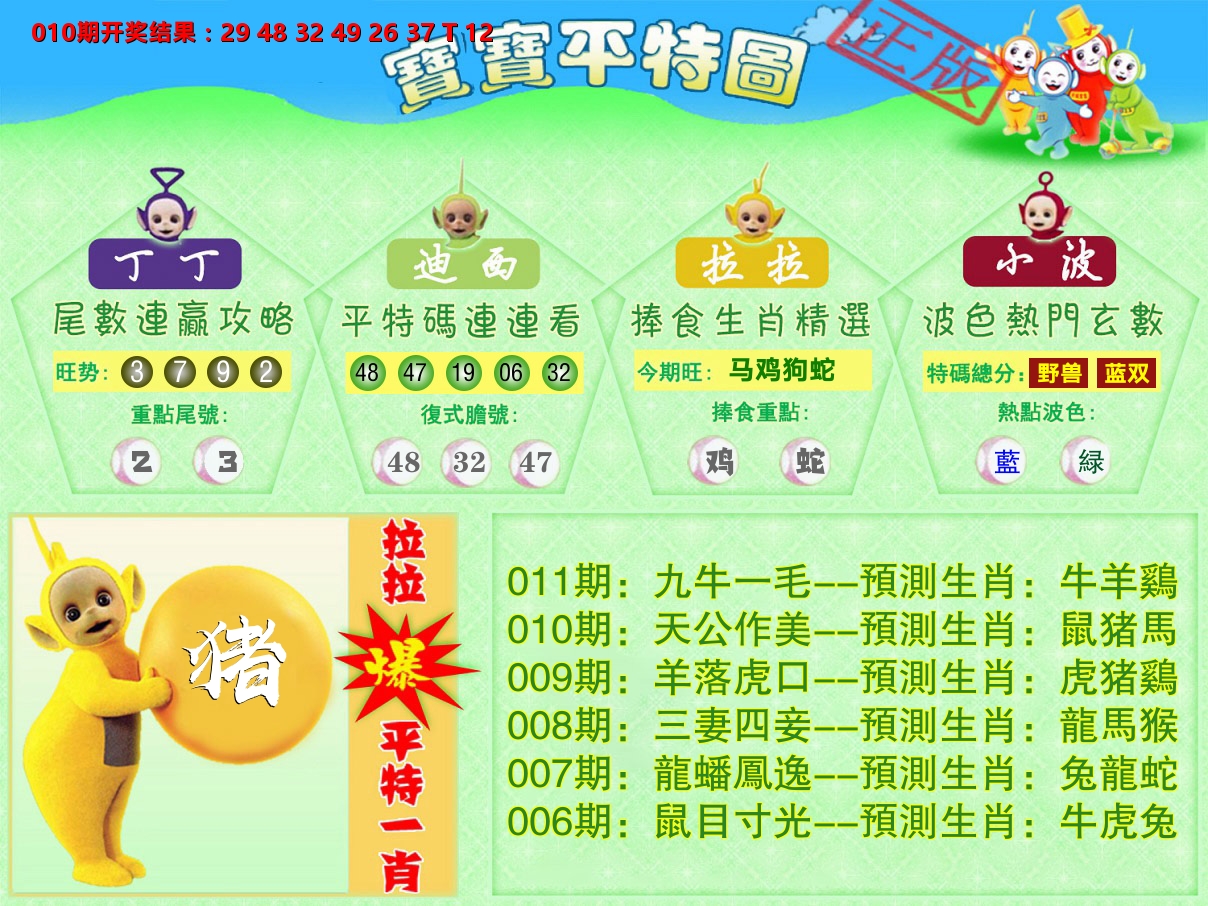 天线宝宝平特图 第11期