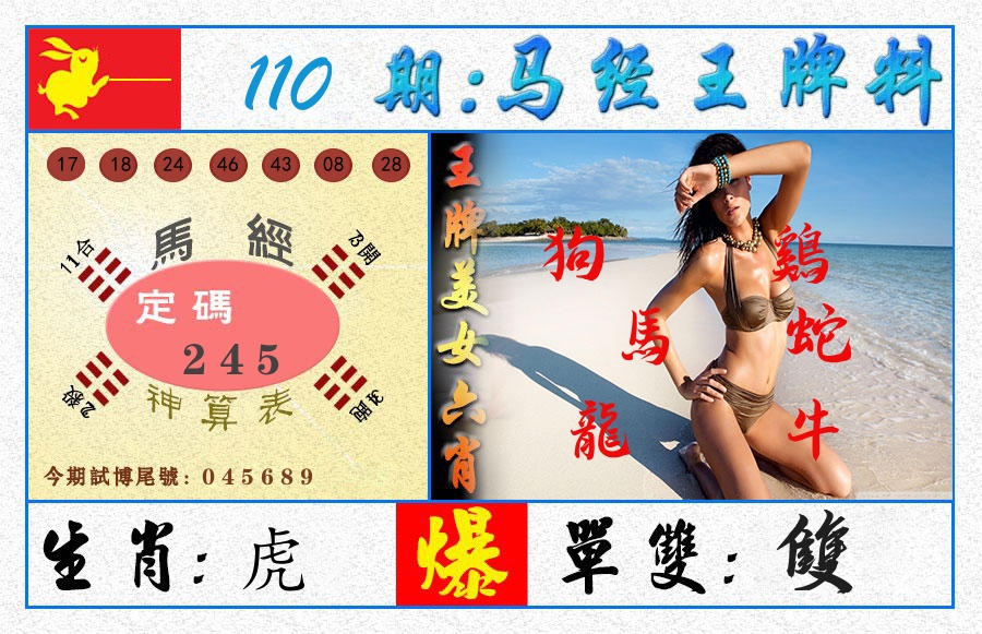 澳门王牌料 第110期