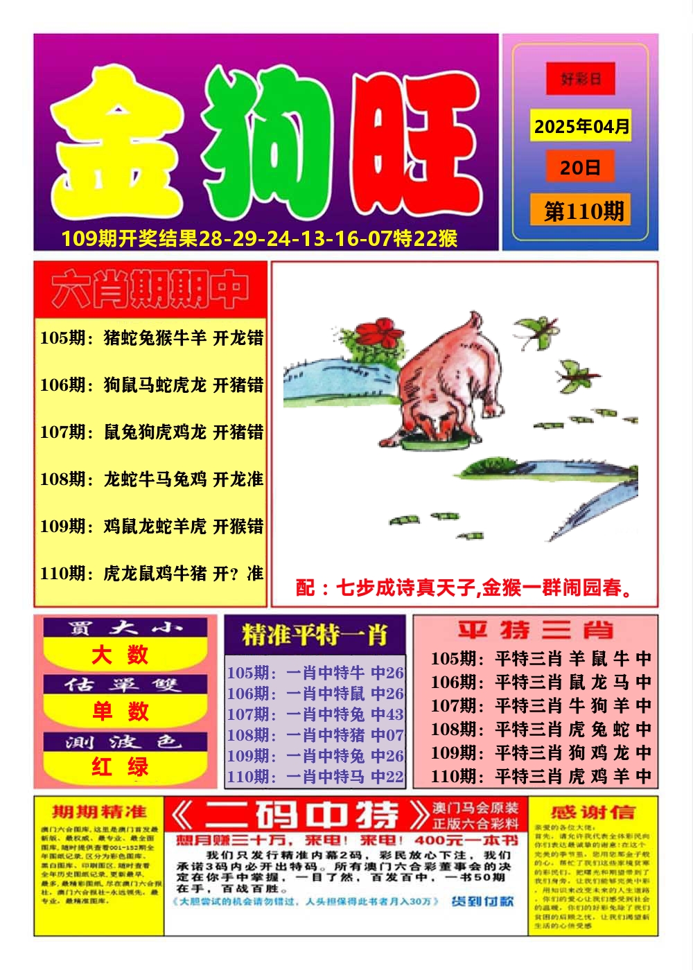 澳门金狗旺A 第110期