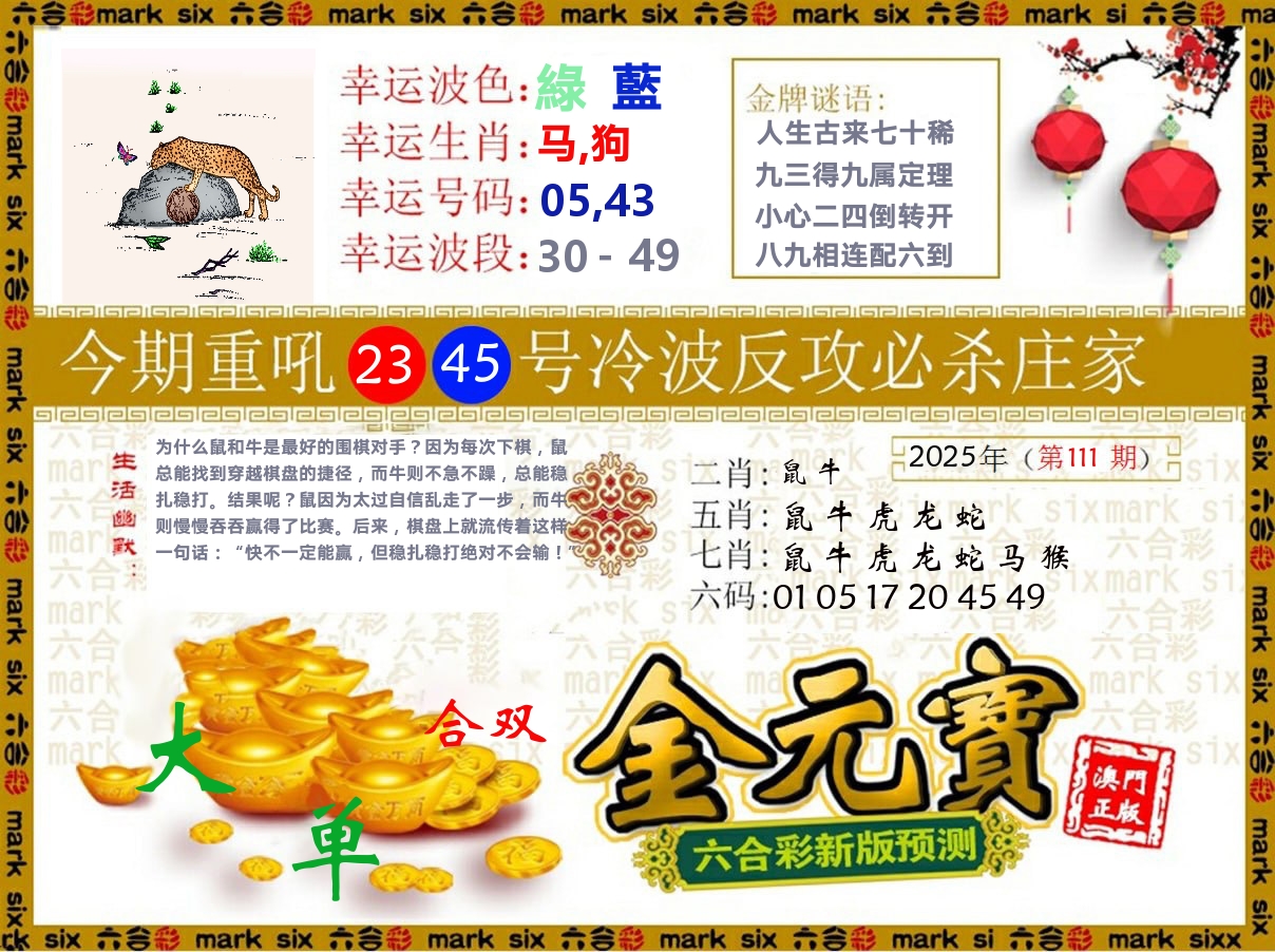 金元宝 第111期
