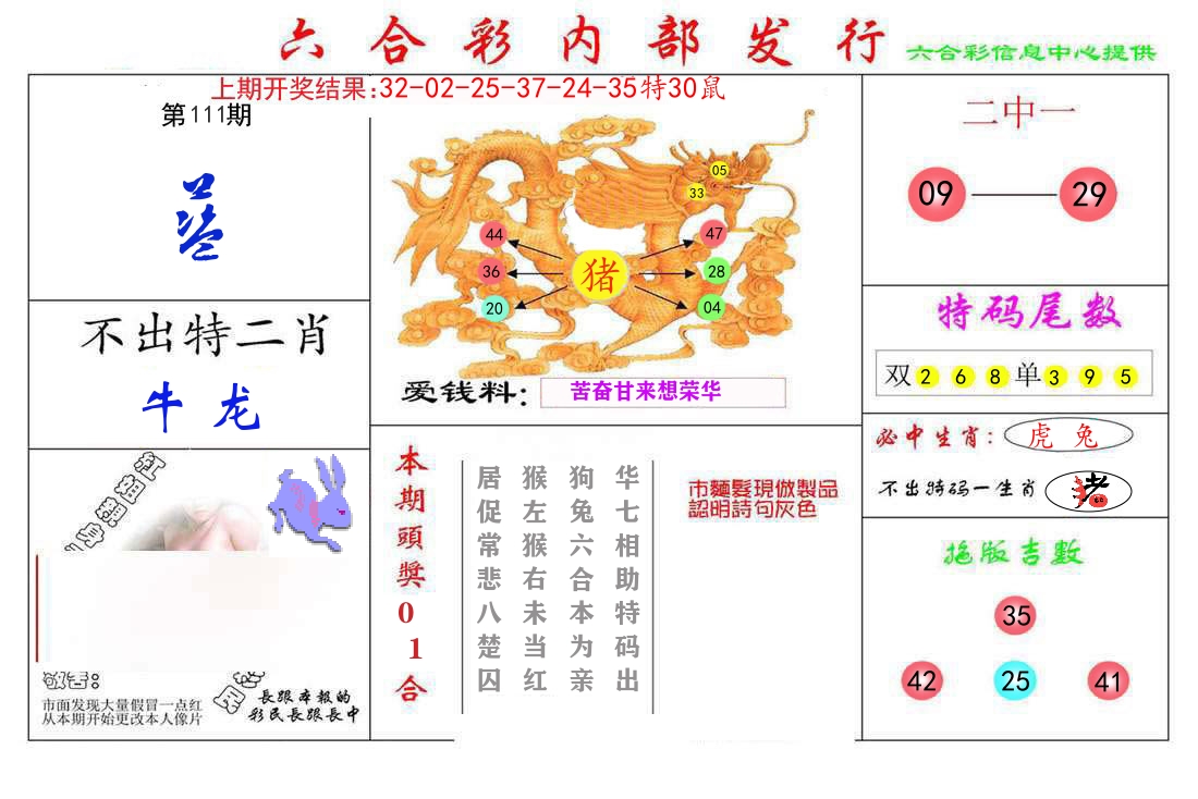 六合彩内部发行 第111期