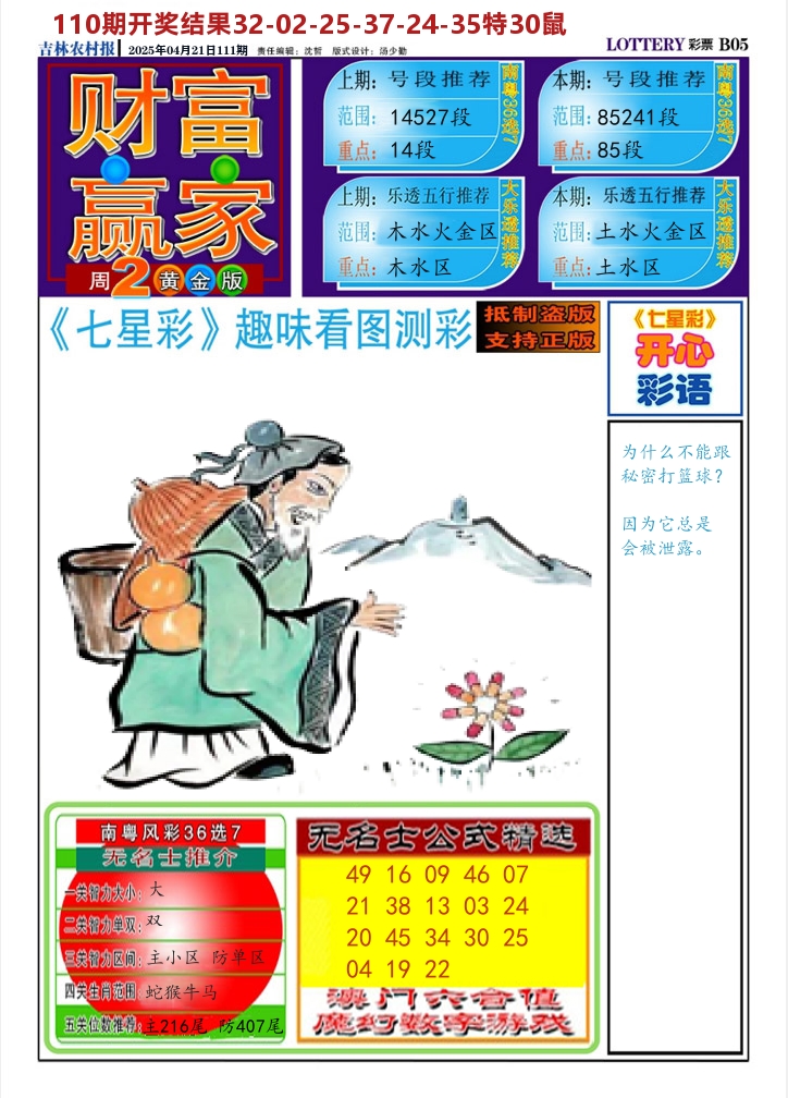 七星彩图A 第111期