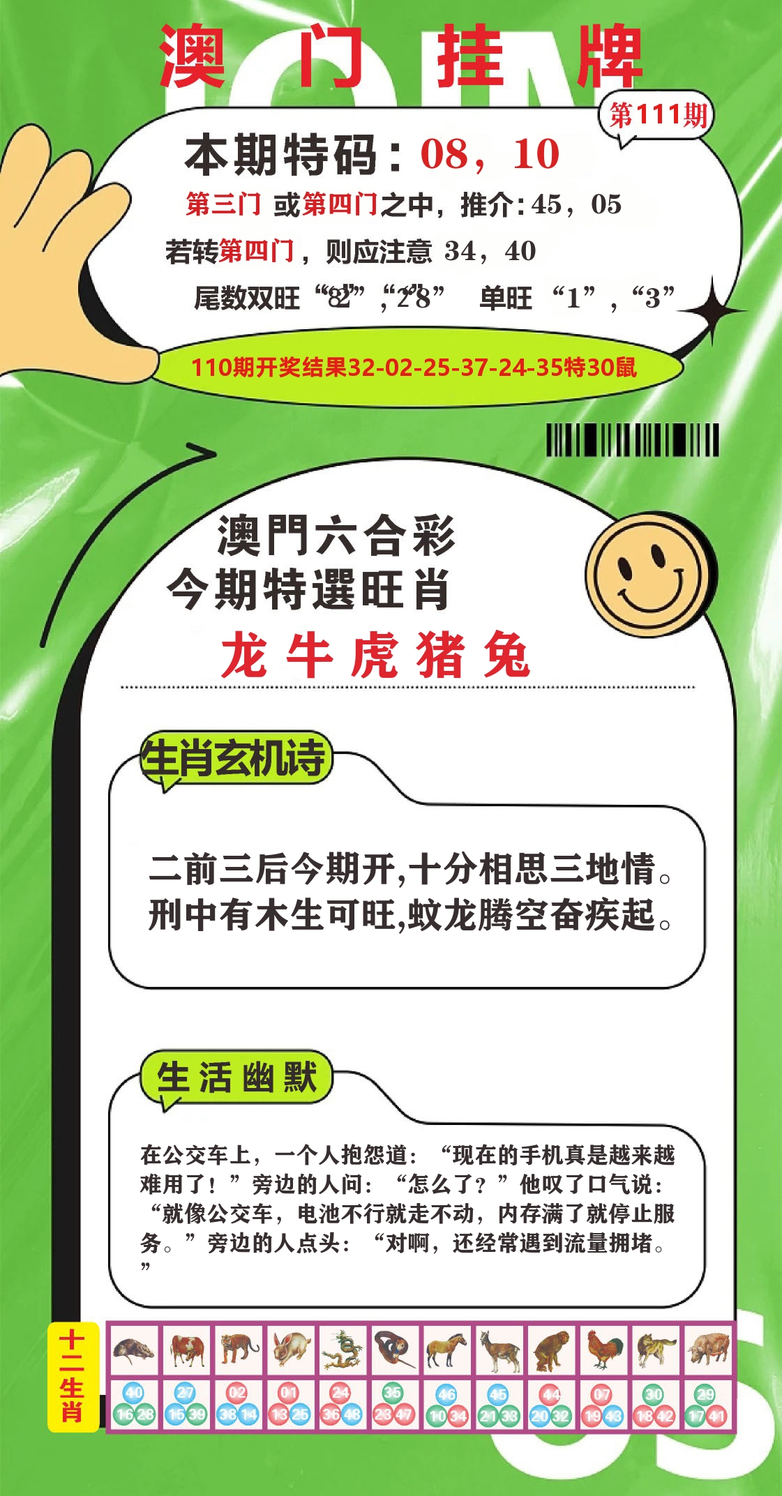 澳门赢天下B 第111期
