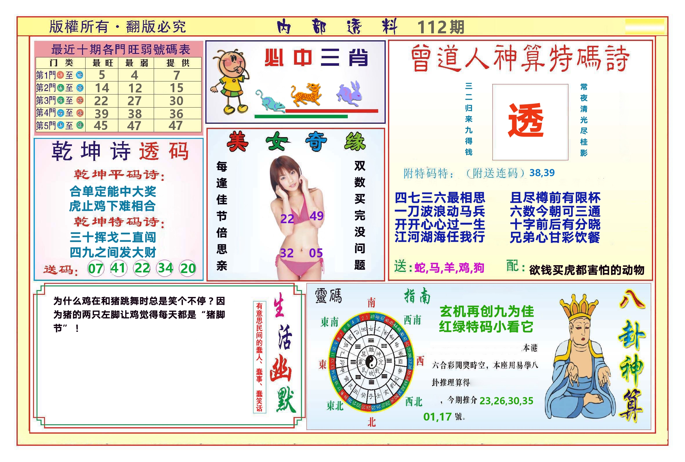 澳门内部透料B 第112期