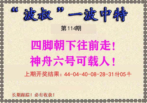 波叔中特 第114期