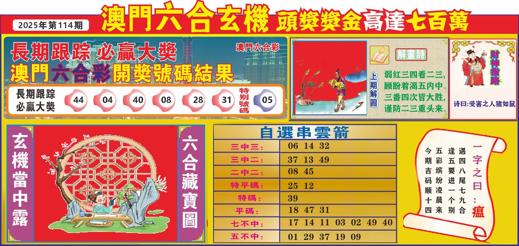 七星彩图C 第114期