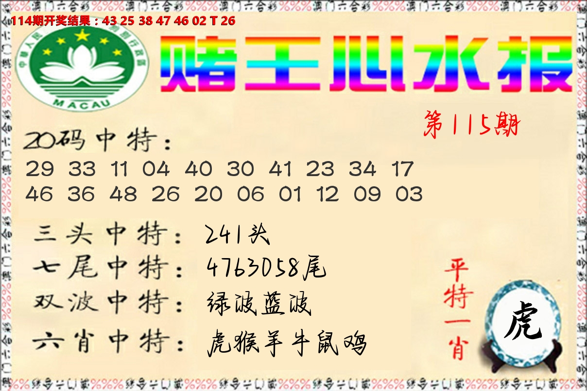 赌王心水报 第115期