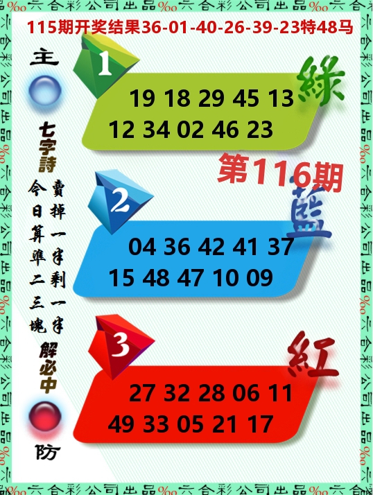 三波十码 第116期