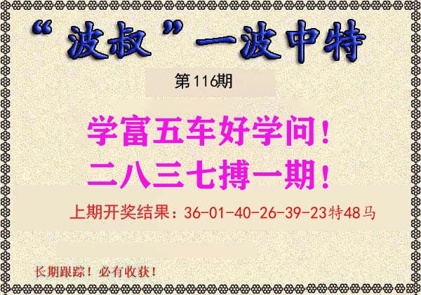 波叔中特 第116期