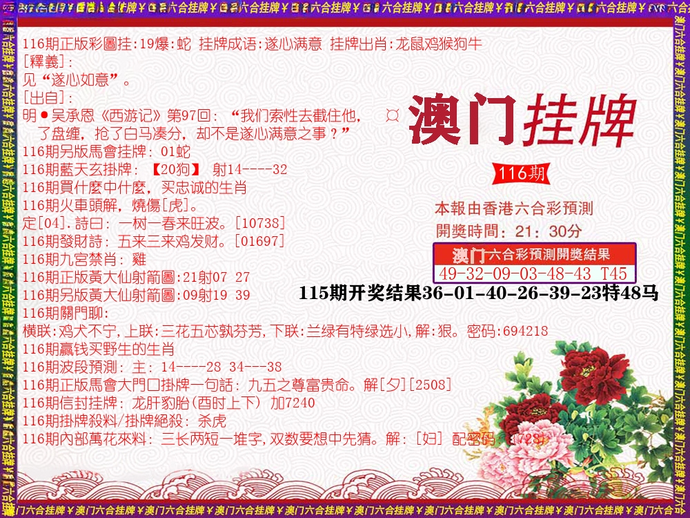澳门挂牌 第116期