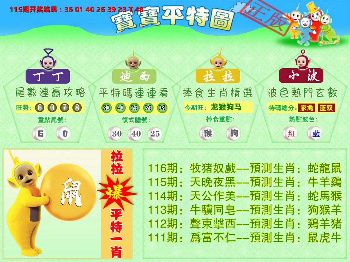 天线宝宝平特图 第116期