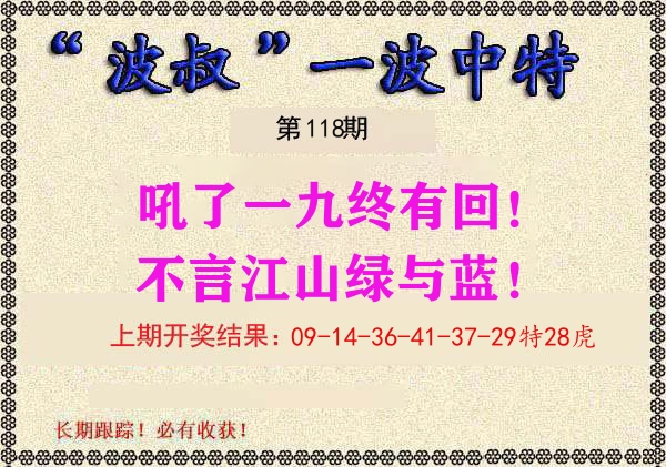 波叔中特 第118期