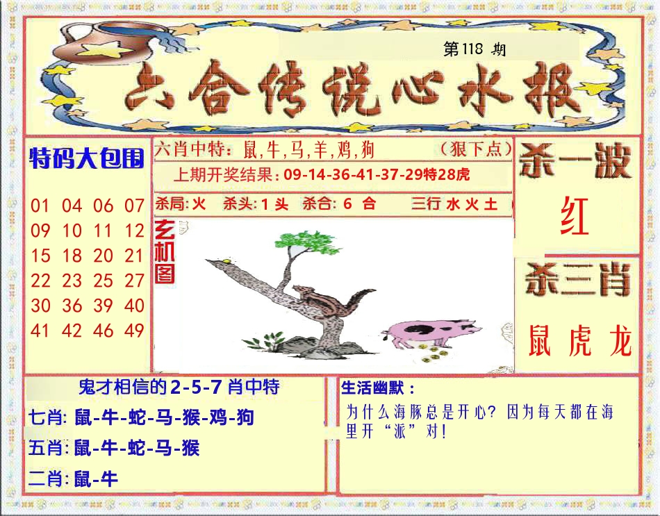 六合传说心水报 第118期