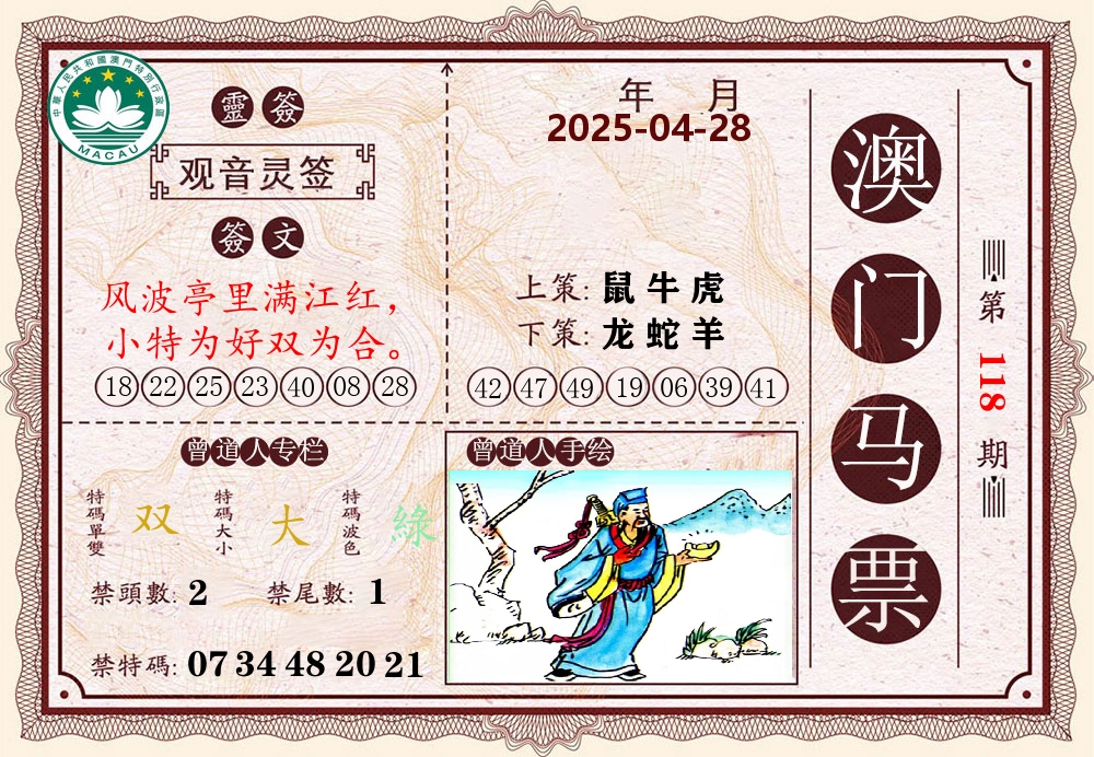澳门马票 第118期