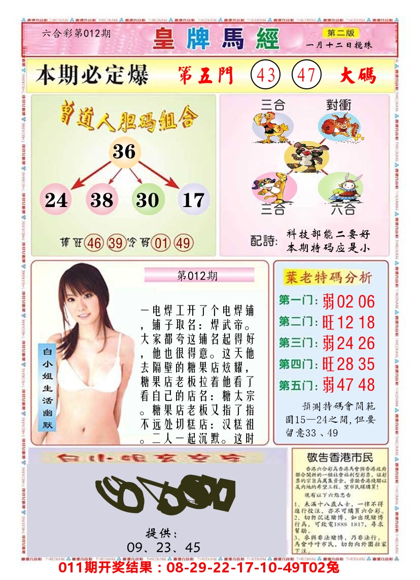 澳门皇牌马经B 第12期