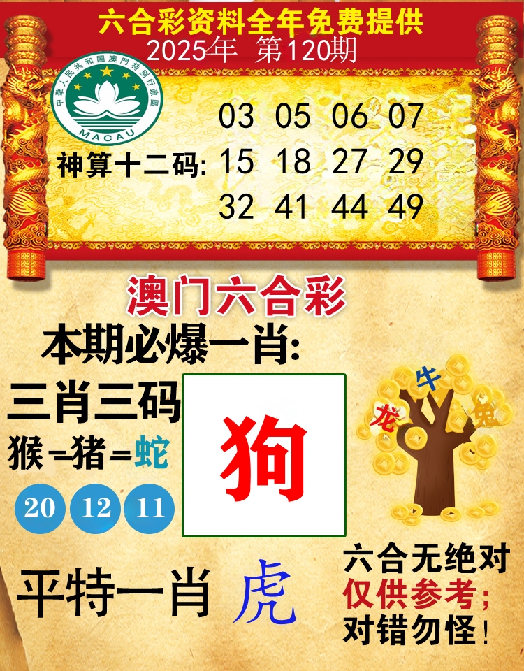 澳门必爆 第120期