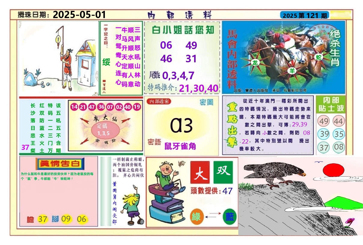 澳门内部透料A 第121期