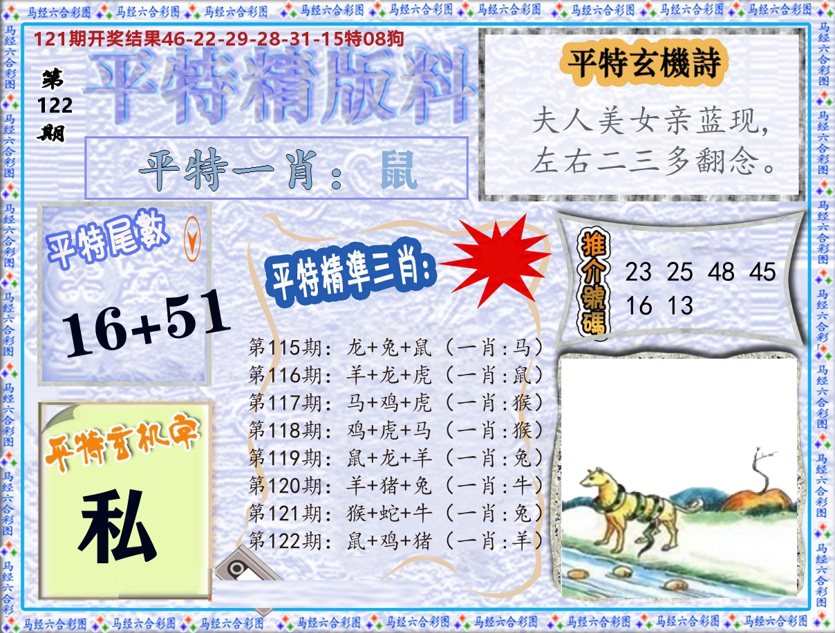 平特精版料 第122期