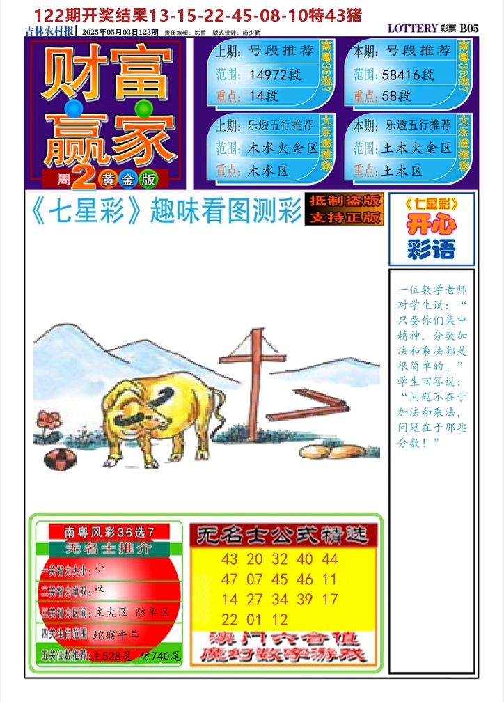 七星彩图A 第123期
