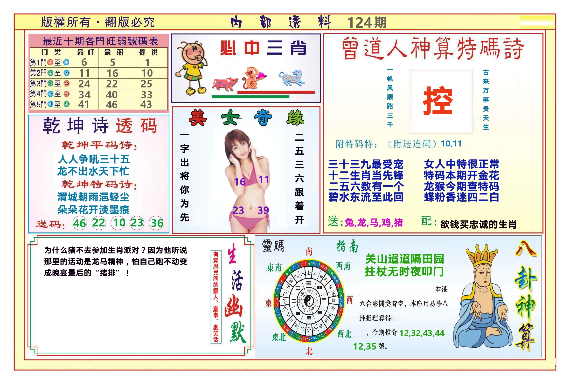 澳门内部透料B 第124期