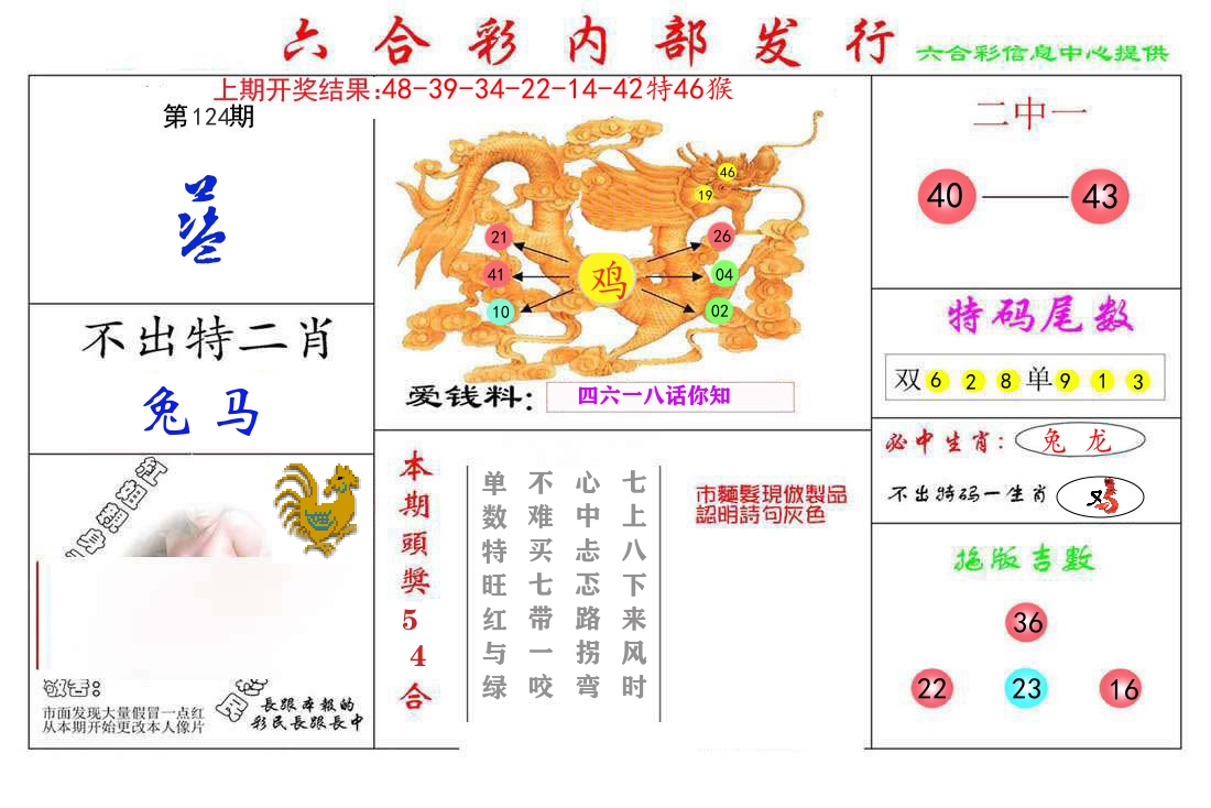 六合彩内部发行 第124期