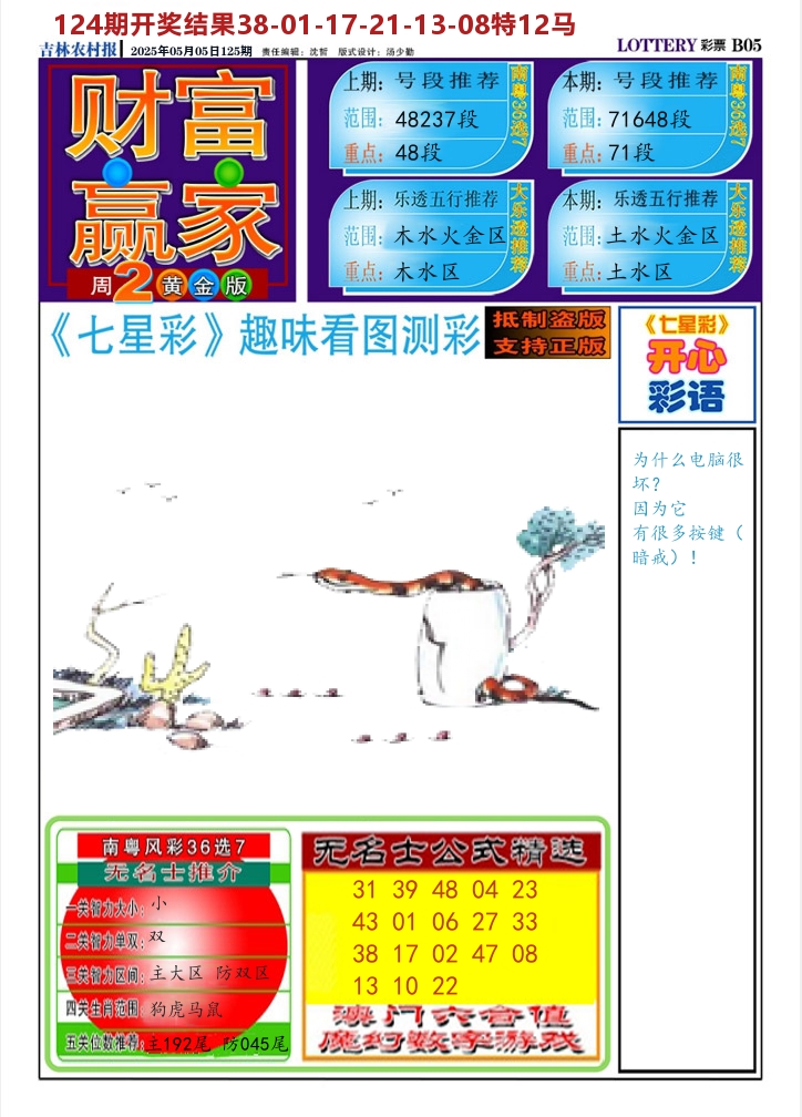 七星彩图A 第125期