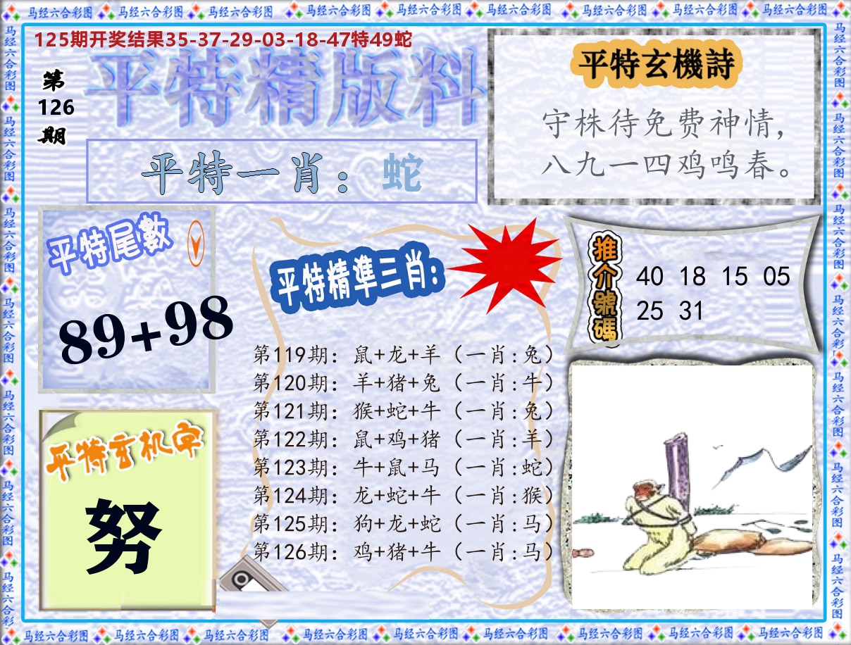 平特精版料 第126期