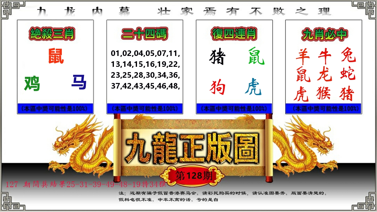 九龙正版图 第128期
