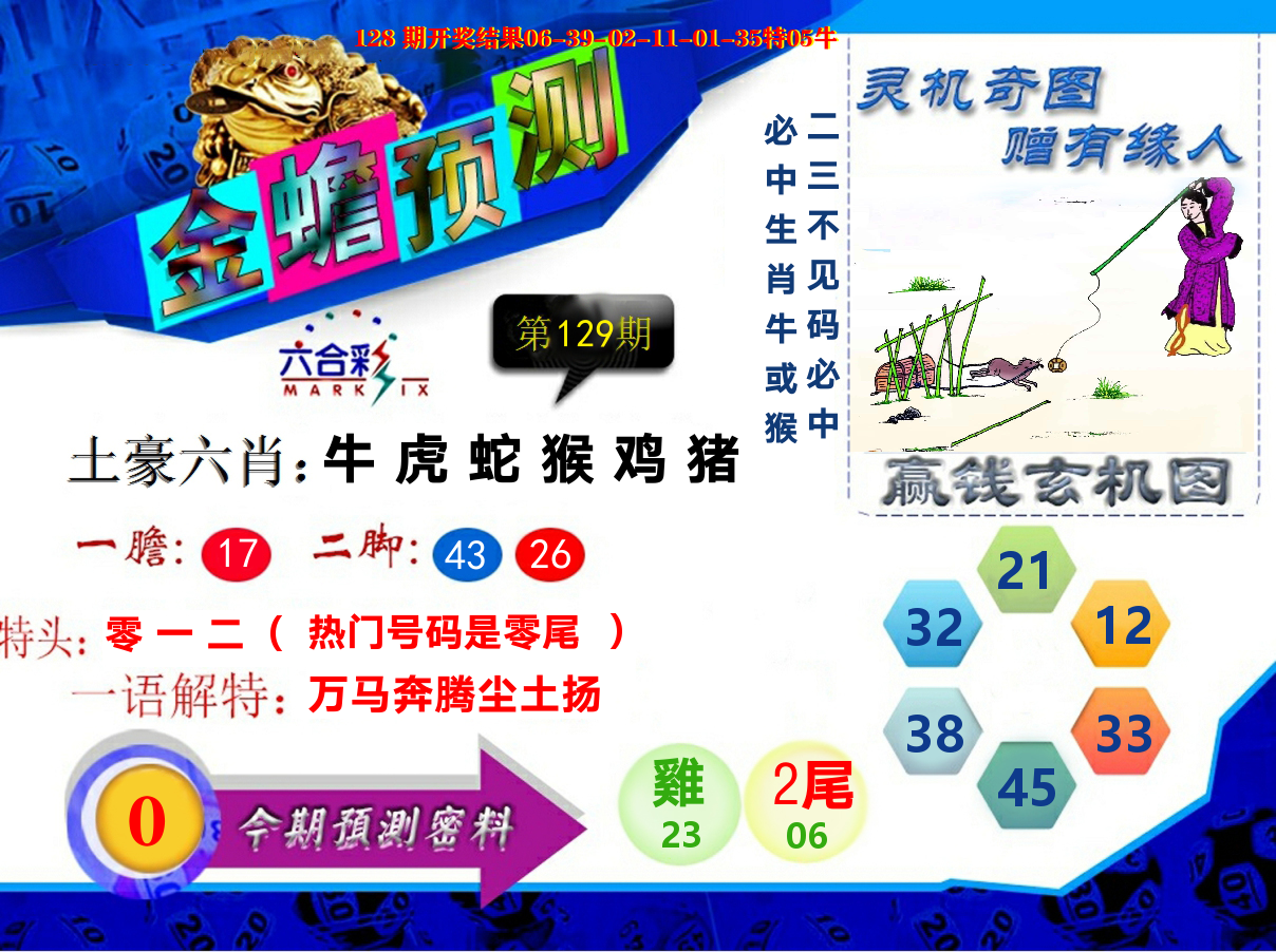 金蟾预测 第129期